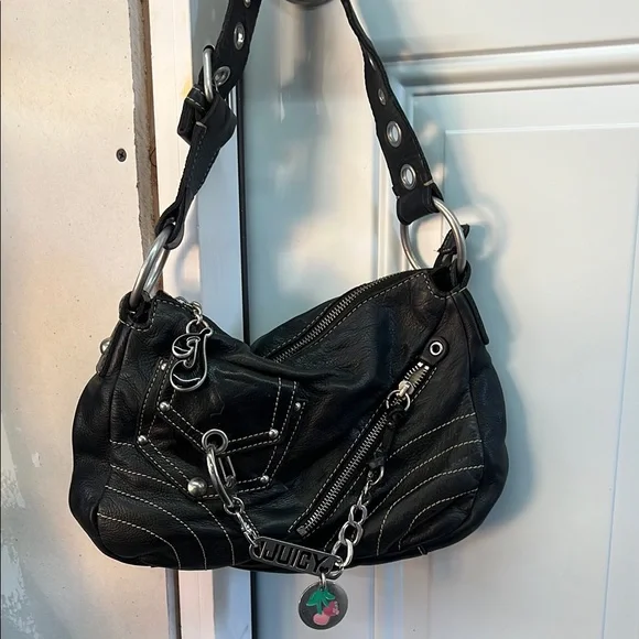 Juicy Couture | Bags | Juicy Couture Black Leather Shoulder 